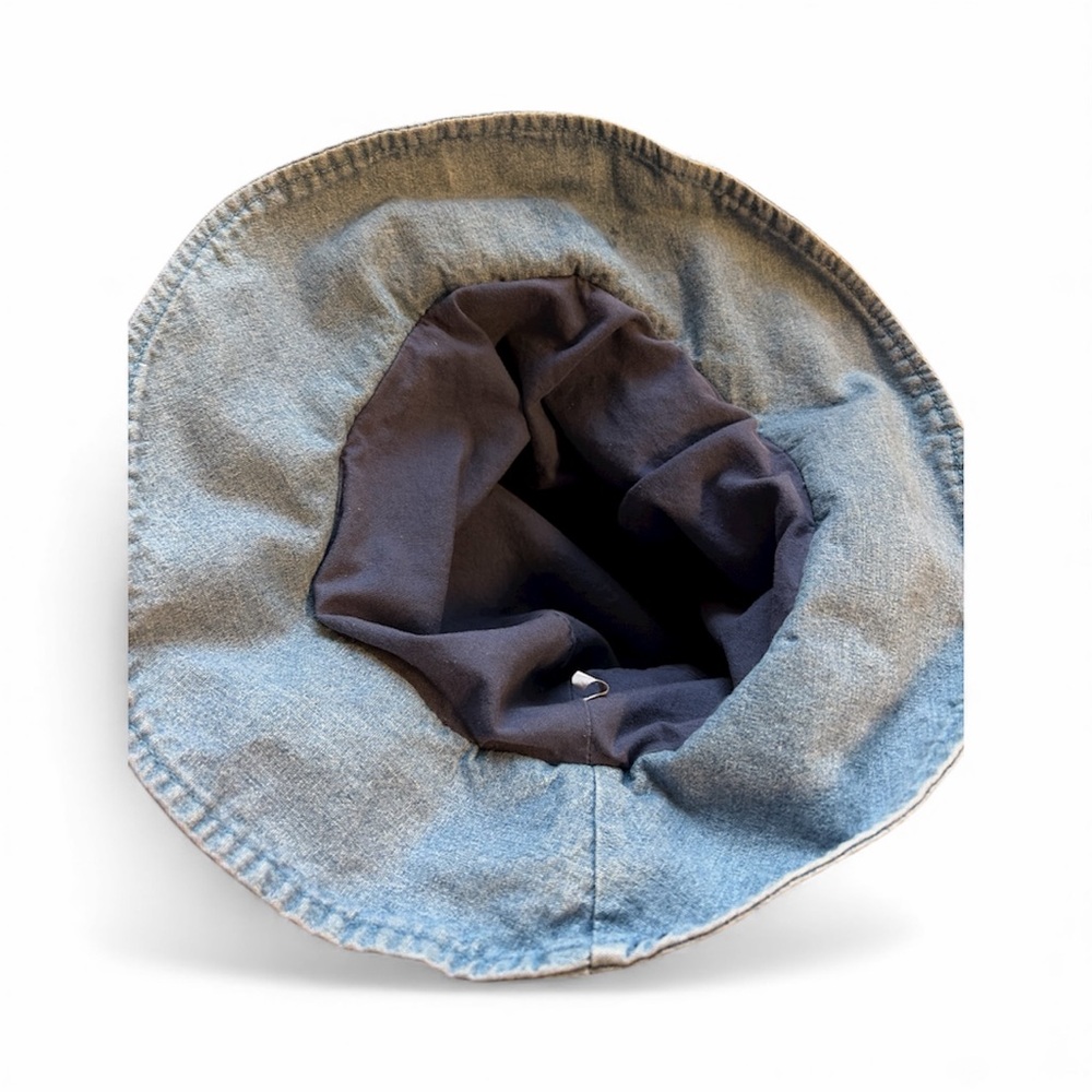 Light wash denim vintage ruched bucket hat - Picture 3 of 4